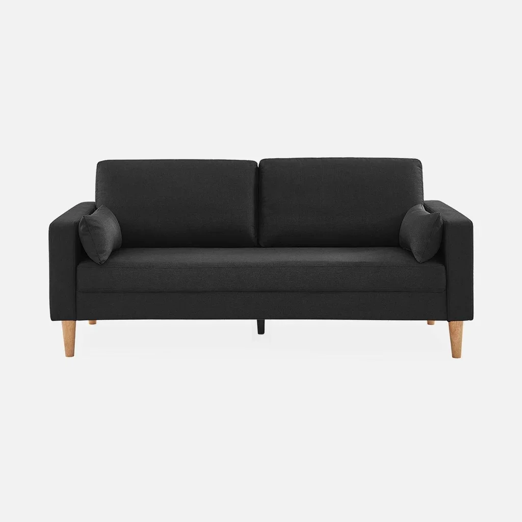 3-Sitzer Sofa Bjorn Dunkelgrau Meliert Massivholz