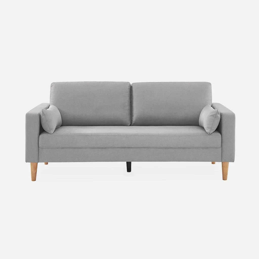 3-Sitzer Sofa Bjorn Eukalyptus Holz Dunkelgrau Meliert Stoff