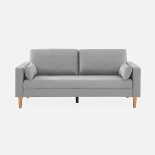 3-Sitzer Sofa Bjorn Eukalyptus Holz Dunkelgrau Meliert Stoff