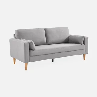 3-Sitzer Sofa Bjorn Eukalyptus Holz Dunkelgrau Meliert Stoff