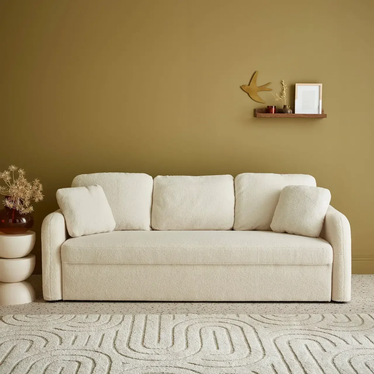 Canapé 3 places bouclette Milano lignes arrondies design moderne