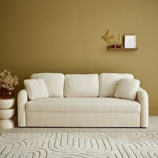 3-Seater Boucle Sofa Milano Rounded Lines Modern Design