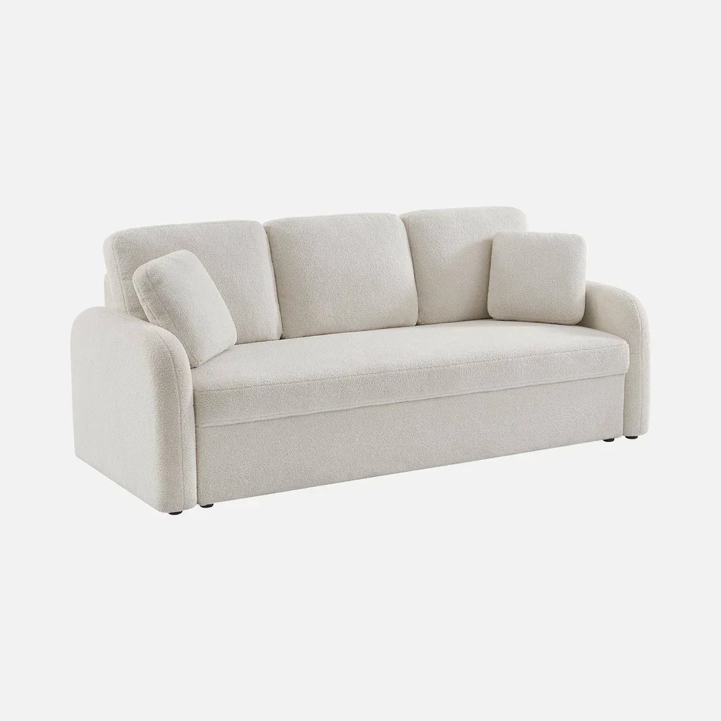 Divano 3 Posti Bouclé Milano Linee Arrotondate Design Moderno