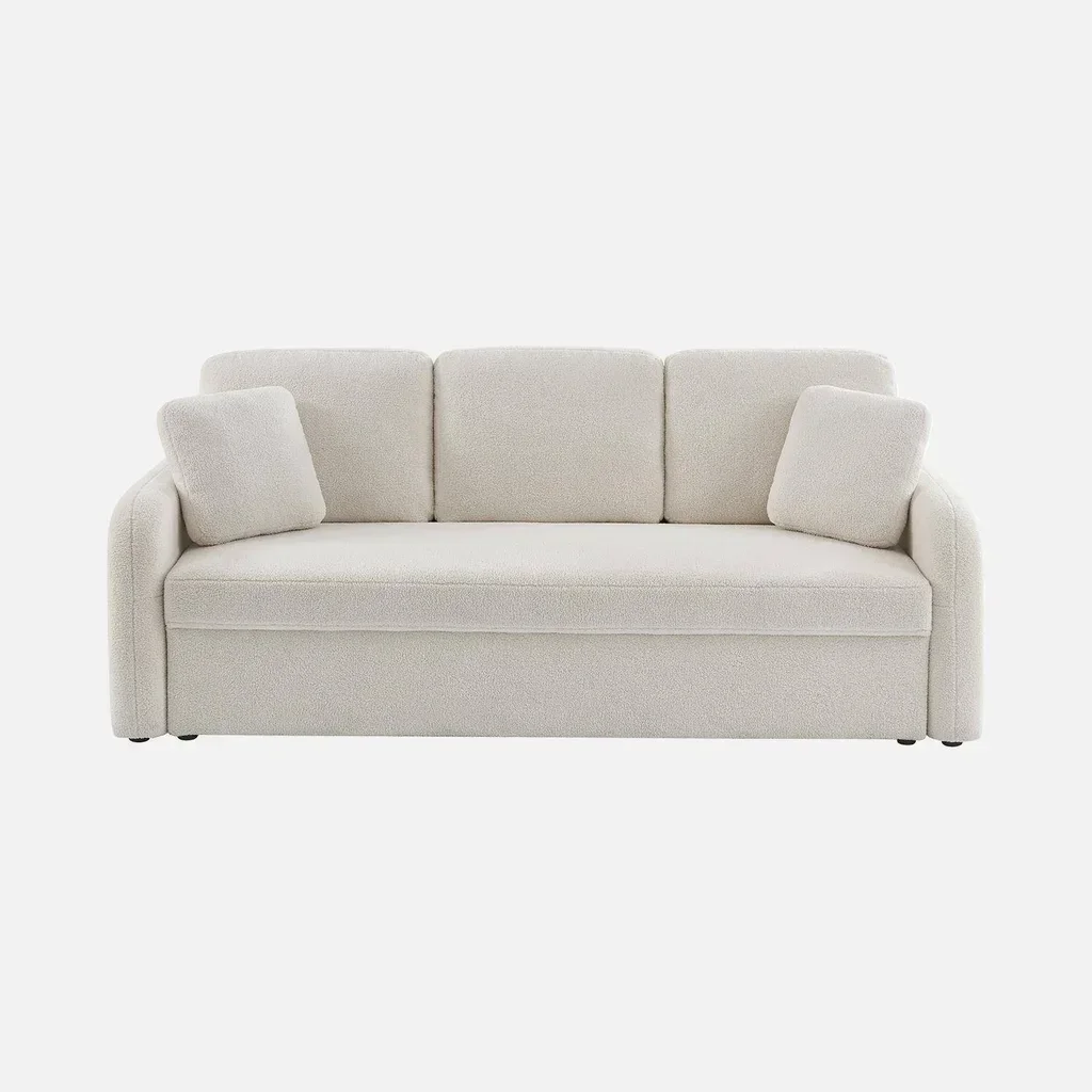 Divano 3 Posti Bouclé Milano Linee Arrotondate Design Moderno