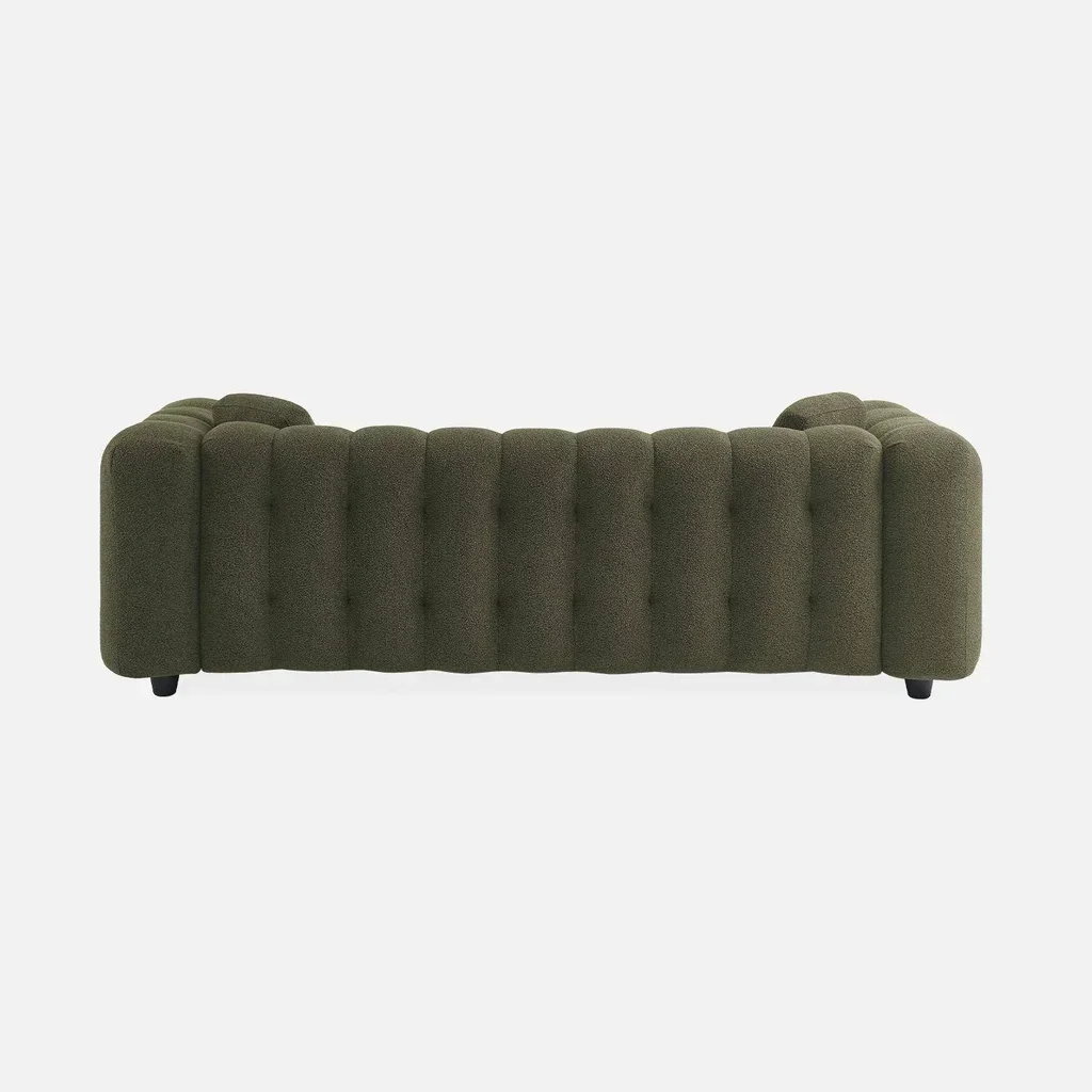 Divano 3 posti bouclé tessuto strutturato trapuntato design contemporaneo