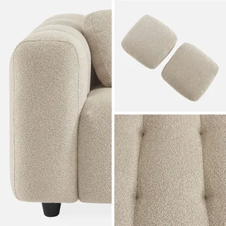 Divano 3 posti capitonné tessuto bouclé strutturato design contemporaneo