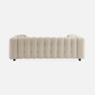 Divano 3 posti capitonné tessuto bouclé strutturato design contemporaneo