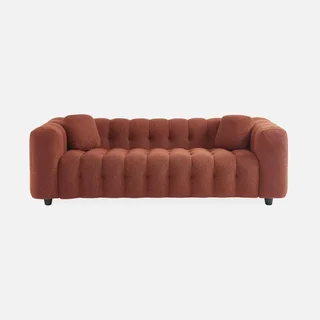 Divano 3 Posti Bouclé Strutturato Capitonné Design Contemporaneo Comfort