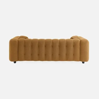 Divano moderno capitonné in bouclé texture beige a 3 posti