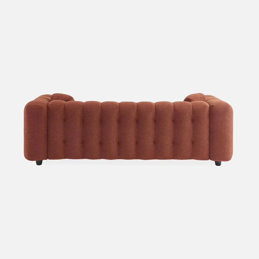 Divano 3 Posti Bouclé Strutturato Capitonné Design Contemporaneo Comfort