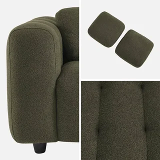 Divano 3 posti bouclé tessuto strutturato trapuntato design contemporaneo