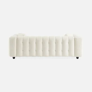 Divano 3 Posti in Bouclé Texture Capitonné Design Contemporaneo Soggiorno Moderno