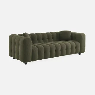 Divano 3 posti bouclé tessuto strutturato trapuntato design contemporaneo