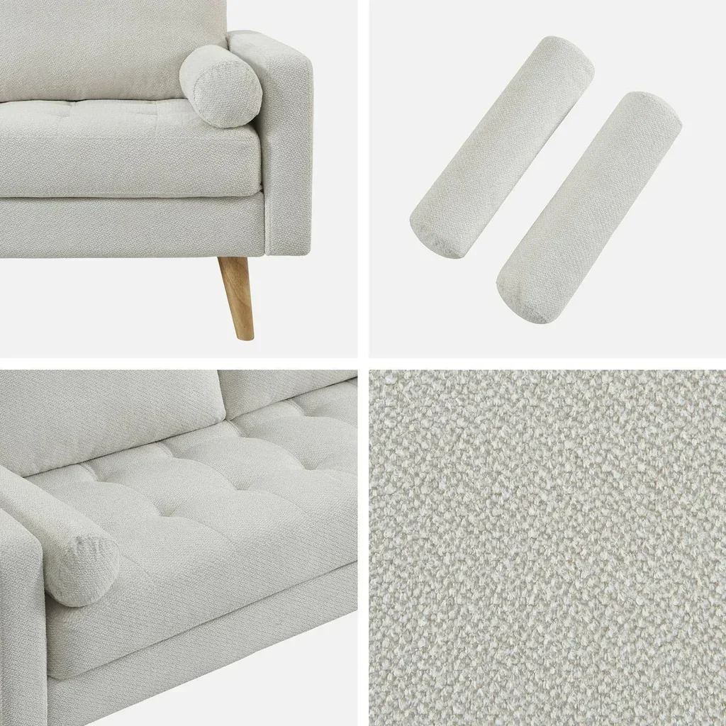 3-Sitzer Ivar Chesterfield Chenille Khaki Skandinavischer Stil Sofa