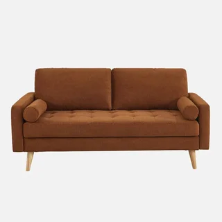 Sofá 3 Lugares Capitonê Chenille Verde Oliva Estilo Escandinavo Ivar
