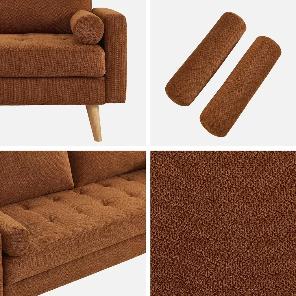 3-Sitzer Chesterfield-Chenille-Sofa Olivgrün Skandinavischer Stil Ivar