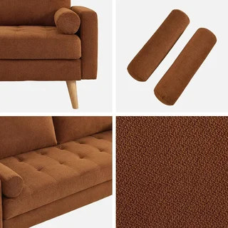 Sofá 3 Lugares Capitonê Chenille Verde Oliva Estilo Escandinavo Ivar