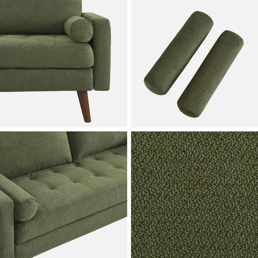 3-Sitzer Chesterfield-Chenille-Sofa Olivgrün Skandinavischer Stil Ivar