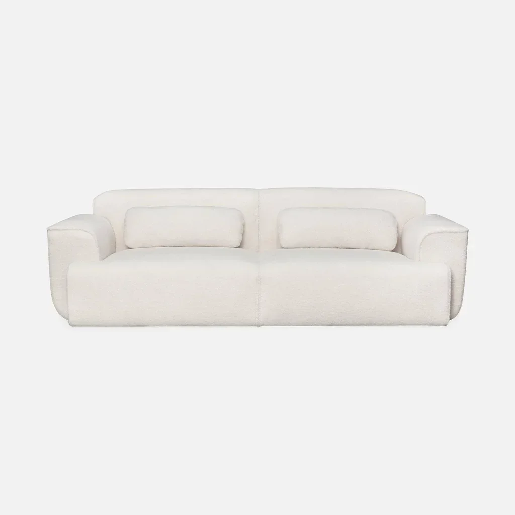3-seater boucle fabric cream minimalist design Wallas sofa