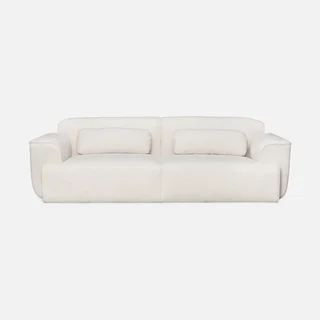 Divano 3 posti tessuto bouclé crema design minimalista Wallas