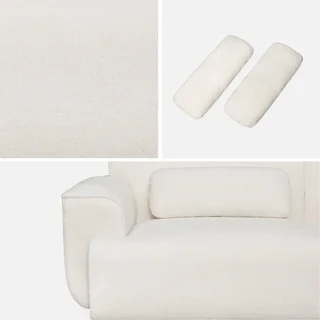Divano 3 posti tessuto bouclé crema design minimalista Wallas