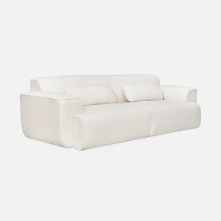 Divano 3 posti tessuto bouclé crema design minimalista Wallas