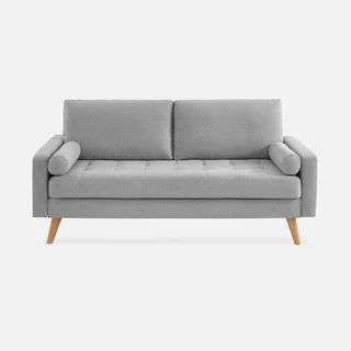 3 Seater Sofa Ivar Dark Grey Tufted Fabric Scandinavian Design