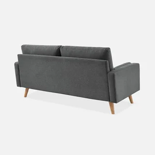Ivar 3-Seater Sofa Dark Grey Tufted Scandinavian Design Solid Wood