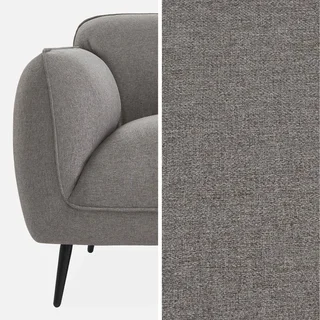 Beiges 3-Sitzer Sofa Stoff schwarze Metallfüße gemütliches zeitgenössisches Wohnzimmer