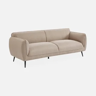 Beiges 3-Sitzer Sofa Stoff Metallfüße zeitgemäßes Design