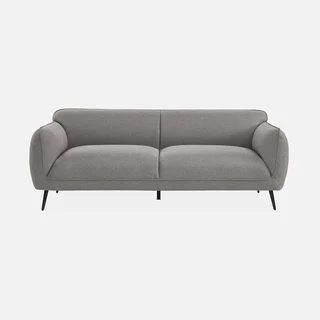 Beiges 3-Sitzer Sofa Stoff schwarze Metallfüße gemütliches zeitgenössisches Wohnzimmer