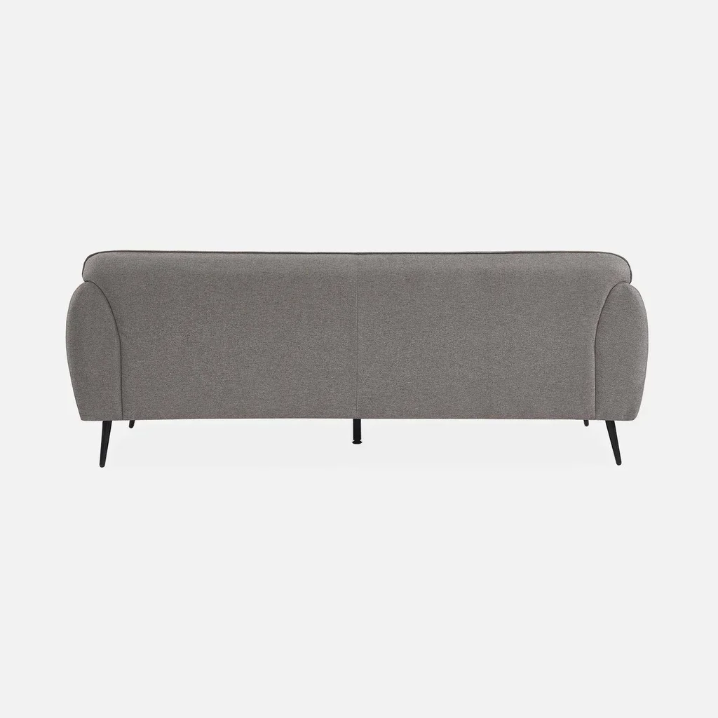 Beiges 3-Sitzer Sofa Stoff schwarze Metallfüße gemütliches zeitgenössisches Wohnzimmer
