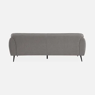 Beiges 3-Sitzer Sofa Stoff schwarze Metallfüße gemütliches zeitgenössisches Wohnzimmer