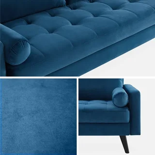 Sofá Chesterfield 3 Plazas Terciopelo Azul Marino Ivar