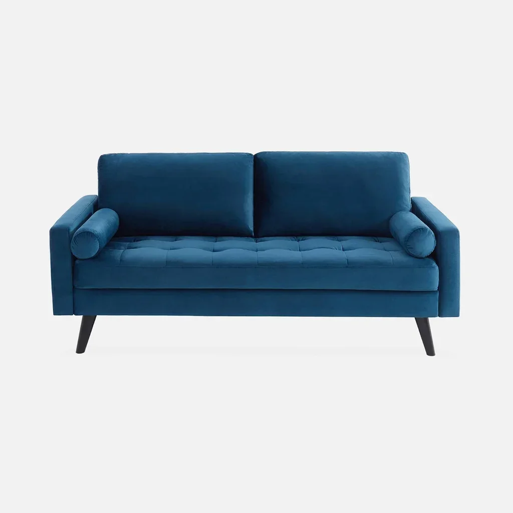 Sofá Chesterfield 3 Plazas Terciopelo Azul Marino Ivar