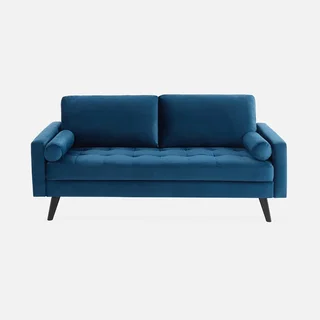 Sofá Chesterfield 3 Plazas Terciopelo Azul Marino Ivar