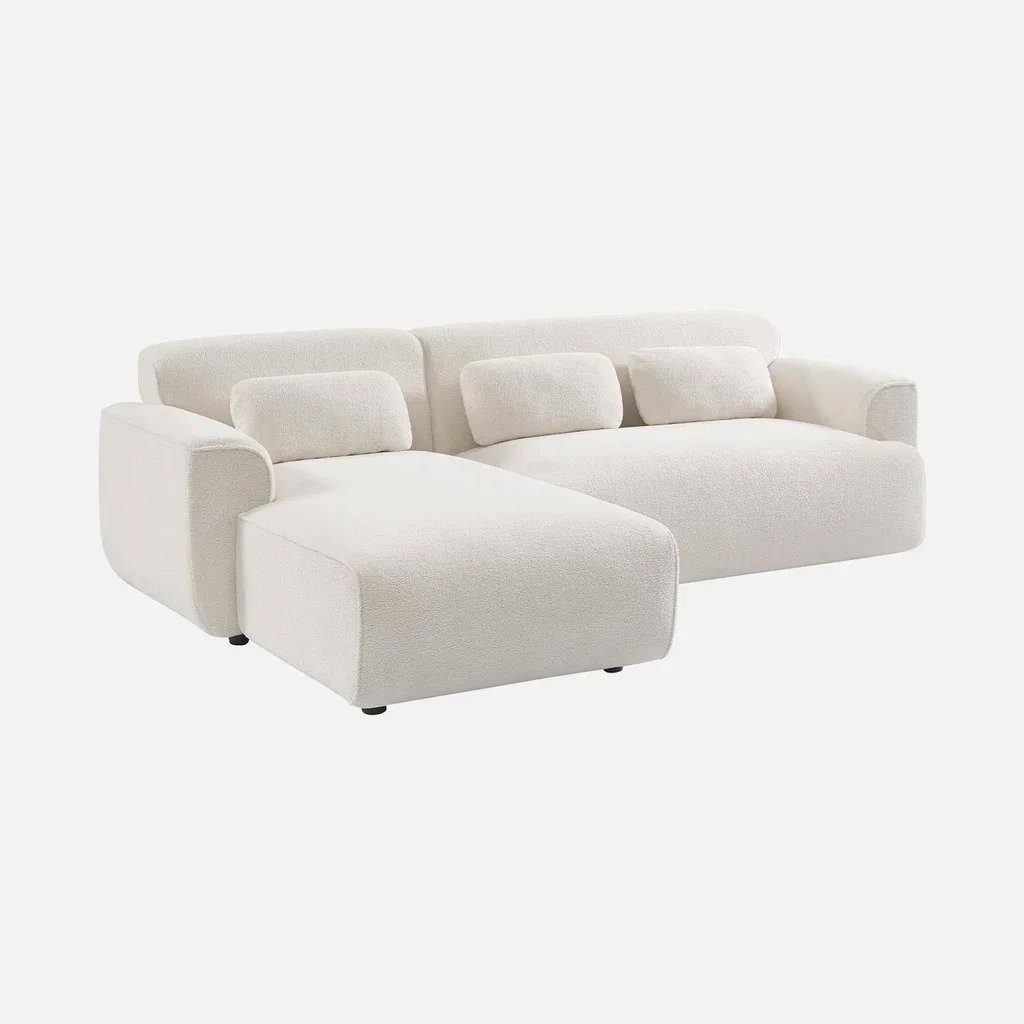 3-Sitzer Creme Boucle Ecksofa Wallas Minimalistisches Design