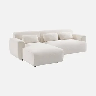 Sofá de Esquina 3 Plazas Boucle Crema Wallas Diseño Minimalista