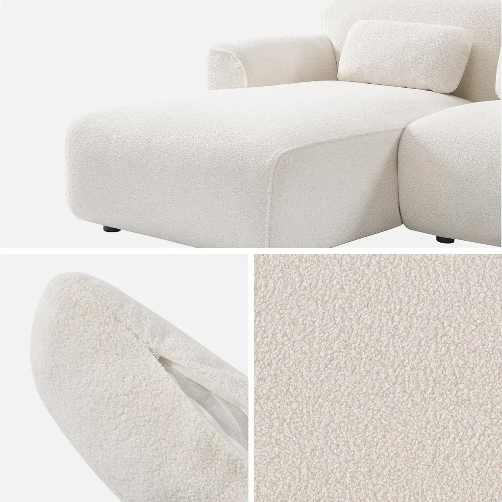 3-Sitzer Creme Boucle Ecksofa Wallas Minimalistisches Design