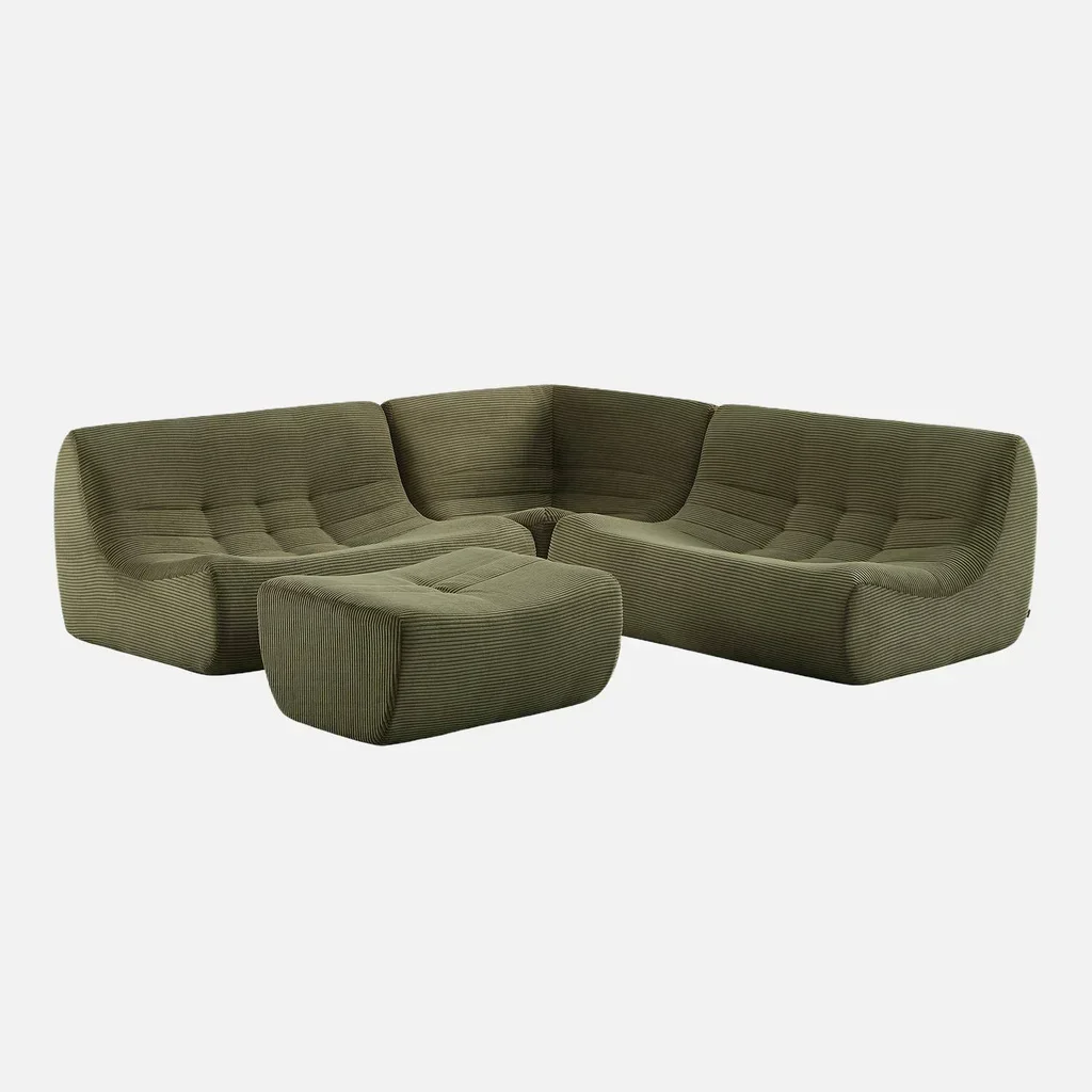 5-Sitzer modulares Ecksofa Cord-Samt mit Hocker Sokol