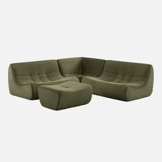 5-Sitzer modulares Ecksofa Cord-Samt mit Hocker Sokol