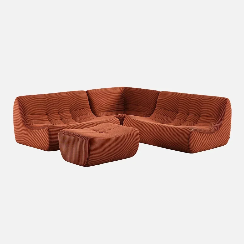 5-Sitzer Modulares Ecksofa Cord-Samt mit Hocker Sokol