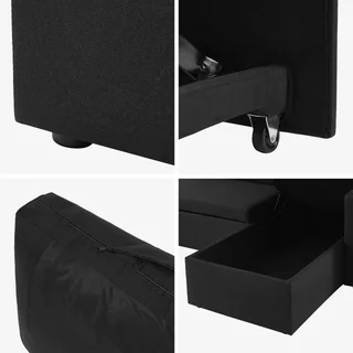 Dunkelgraues Ecksofa mit Schlaffunktion 4-Sitzer mit Recamieren und Stauraumtruhen - Urban Kollektion