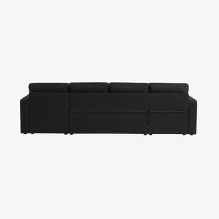Dunkelgraues Ecksofa mit Schlaffunktion 4-Sitzer mit Recamieren und Stauraumtruhen - Urban Kollektion