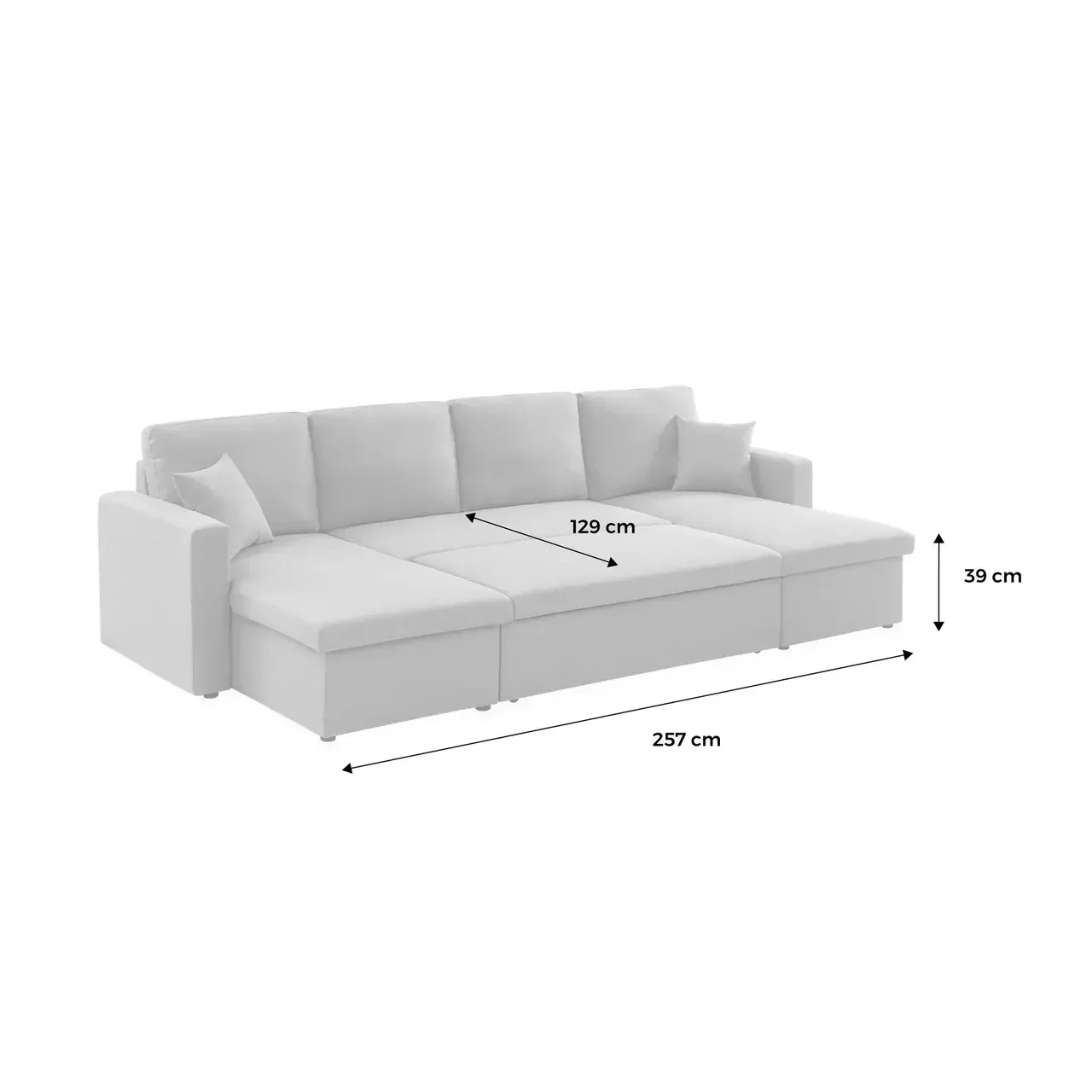 Dunkelgraues Stoff-Ecksofa mit Schlaffunktion 4-Sitzer mit Stauraum