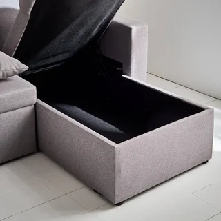 Dunkelgraues 4-Sitzer Ecksofa mit Schlaffunktion, Panorama-Design und Stauraum