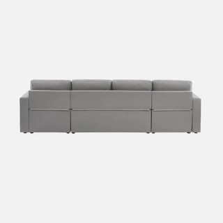 Dunkelgraues 4-Sitzer Ecksofa mit Schlaffunktion, Panorama-Design und Stauraum