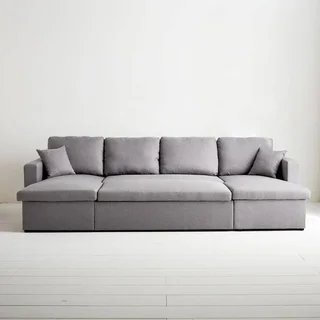 Dunkelgraues 4-Sitzer Ecksofa mit Schlaffunktion, Panorama-Design und Stauraum
