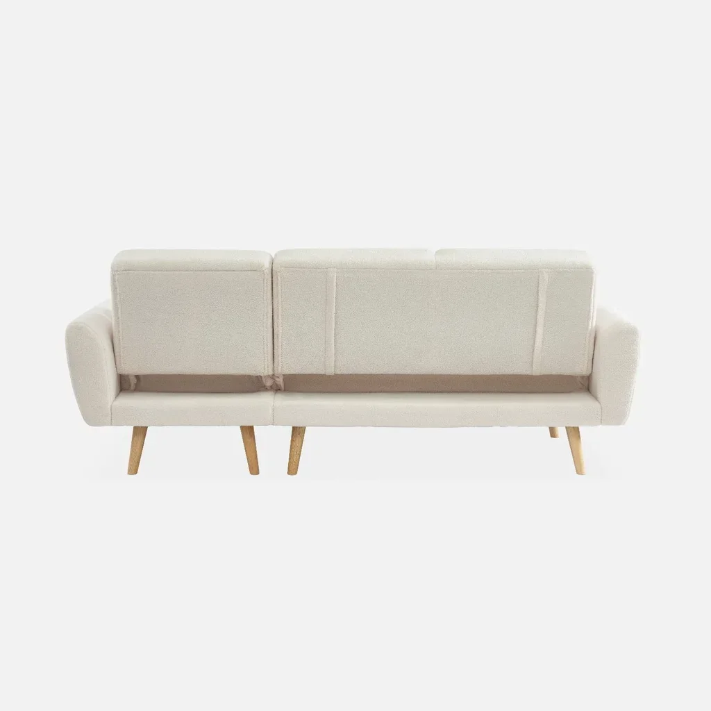 Canapé d'angle convertible réversible 3 places bouclette Oskar beige