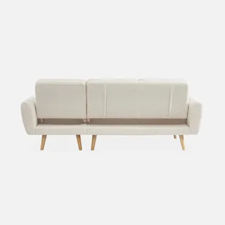Corner sofa bed reversible 3-seater boucle Oskar beige